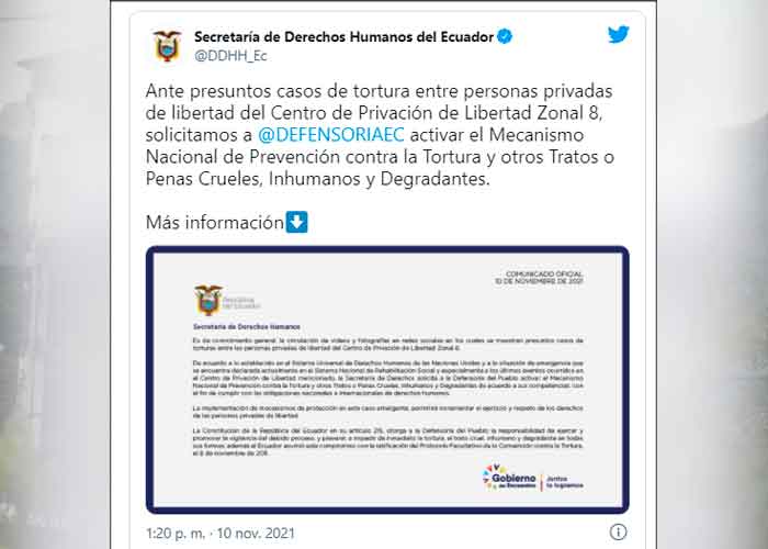Masacre carcelaria en Ecuador: Se registra un tiroteo y torturas a los reos