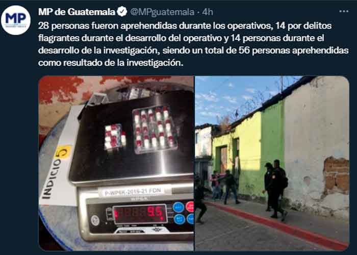 19 policías de Guatemala arrestados por vinculación con narcotráfico 