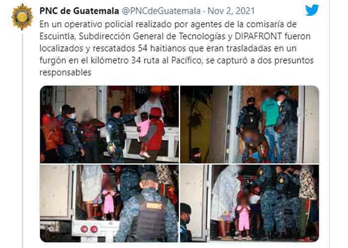 Autoridades de Guatemala hallan a 54 migrantes haitianos en un camión