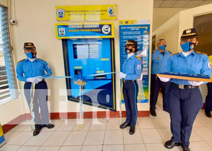 Inauguración de kiosko tecnológico en delegación policial de Jinotega