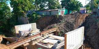 Construcción de caja puente en un barrio de Managua