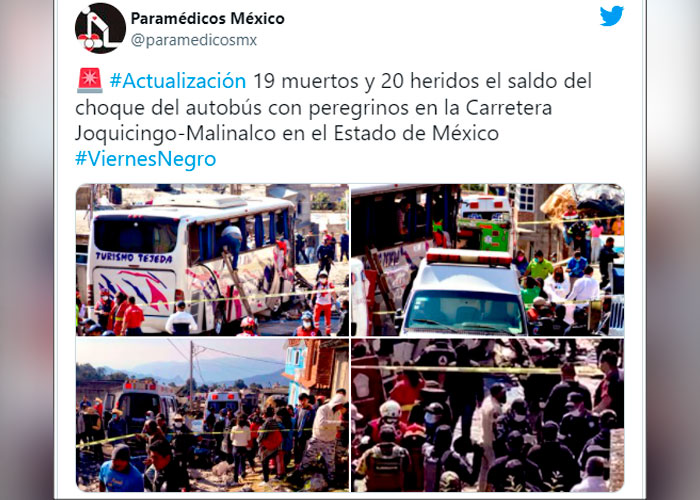 Autobús impacta contra una casa en México dejando 19 muertos y varios heridos
