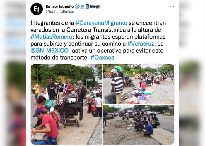 Guardia Nacional de México monta retenes para frenar caravana migrante