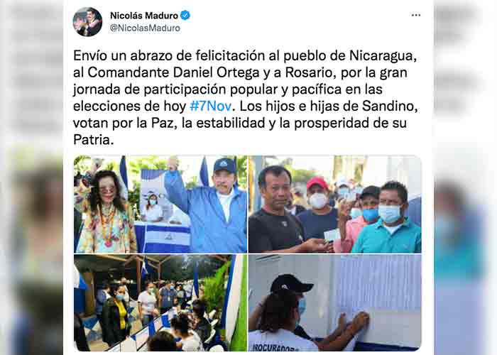 Venezuela felicita a Nicaragua por reelección del presidente Daniel Ortega