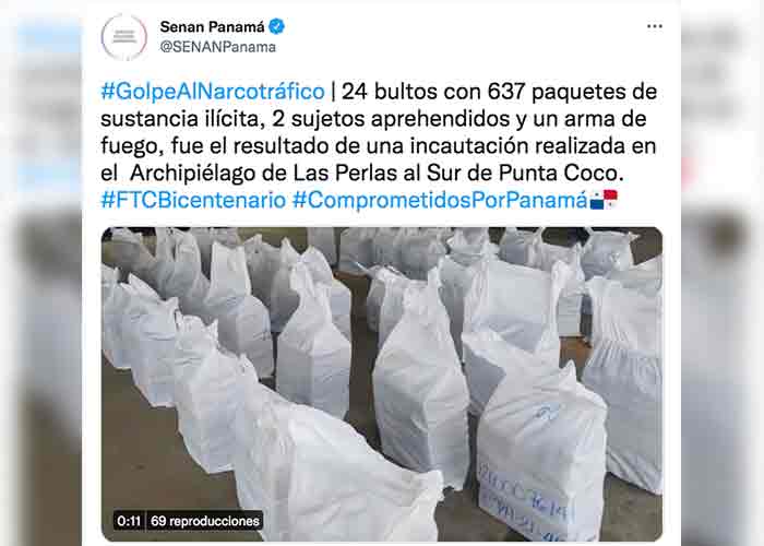 Decomisan 987 paquetes de droga y capturan a colombianos en Panamá