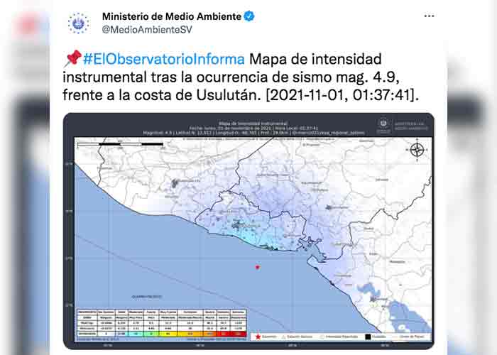 El Salvador es sacudido por sismo de magnitud de 4.9