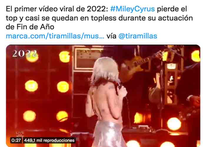 Falla con vestuario dejó desnuda a Miley Cyrus en celebración de Año Nuevo