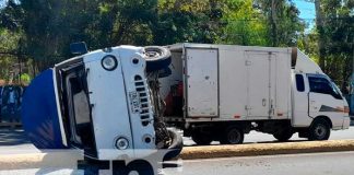 Accidente de tránsito con camión en sector de La Rocargo, Managua