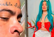 Fan de Karol G se tatua su nombre en la cara y las redes estallan