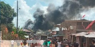 Masivo incendio en Prinzapolka, Caribe Norte de Nicaragua