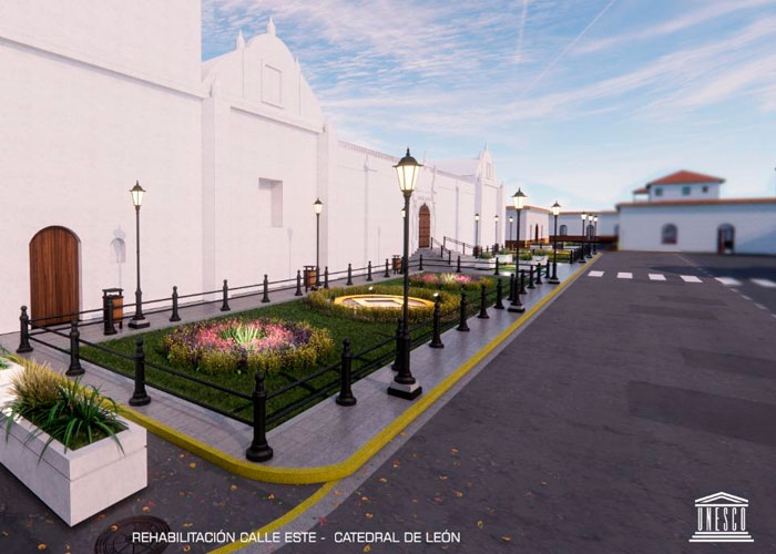 Nuevo paseo peatonal al costado de insigne y real basílica catedral de León