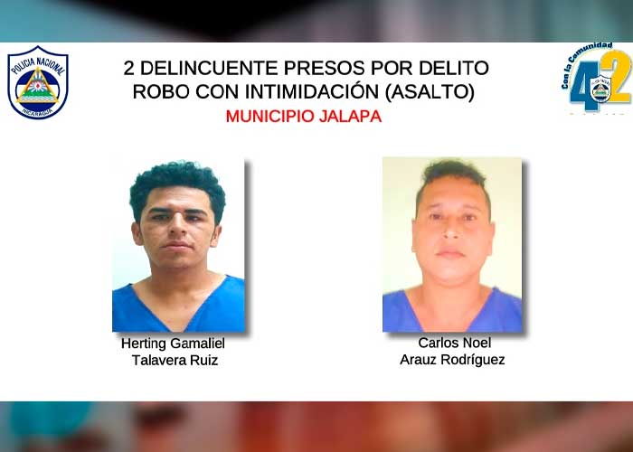 Supuestos delincuentes presos en Nueva Segovia