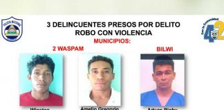 Delincuentes presos por cometer crímenes en Bilwi y Waspam