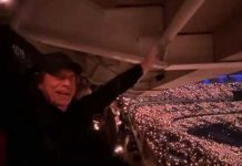 Mick Jagger disfrutó de un show de Coldplay como un fan más