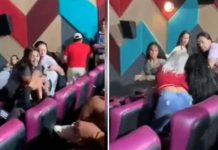 Mujeres "se fajan" a los puños dentro de un cine (VIDEO)