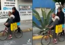 Viralizan tierno video de dos abuelitos en bicicleta