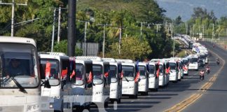 Foto: Pobladores de León dan caluroso recibimiento a buses de transporte colectivo / TN8