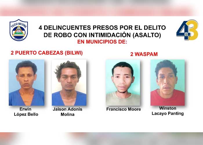 Foto: Detención de presuntos delincuentes en Bilwi / TN8