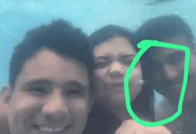 "Nadie estaba con esa ropa" Graba extraña figura mientras estaba en la piscina