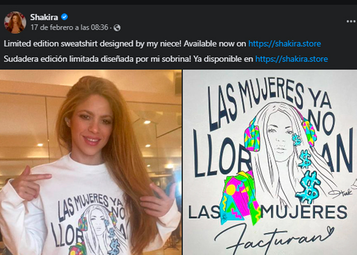 Shakira sigue facturando y saca a la venta una sudadera con su viral frase