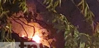 Fuerte incendio en las laderas del Volcán Mombacho, en Diriomo