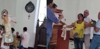 Mujer poseída entra a una iglesia para destruir la imagen del Divino Niño