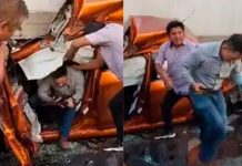 Hombre sale ileso al ser aplastado por un tráiler (VIDEO)