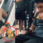 Foto: Escandaloso: Joven es captado comiendo comida para perro en el gimnasio / Cortesía