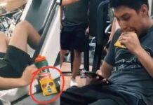 Foto: Escandaloso: Joven es captado comiendo comida para perro en el gimnasio / Cortesía