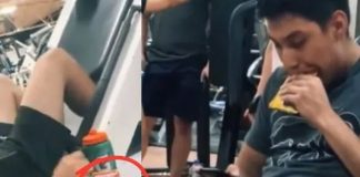 Foto: Escandaloso: Joven es captado comiendo comida para perro en el gimnasio / Cortesía