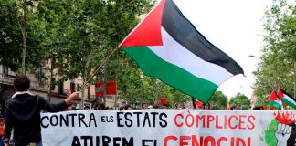 Foto: Universitarios de España claman por Gaza /cortesía