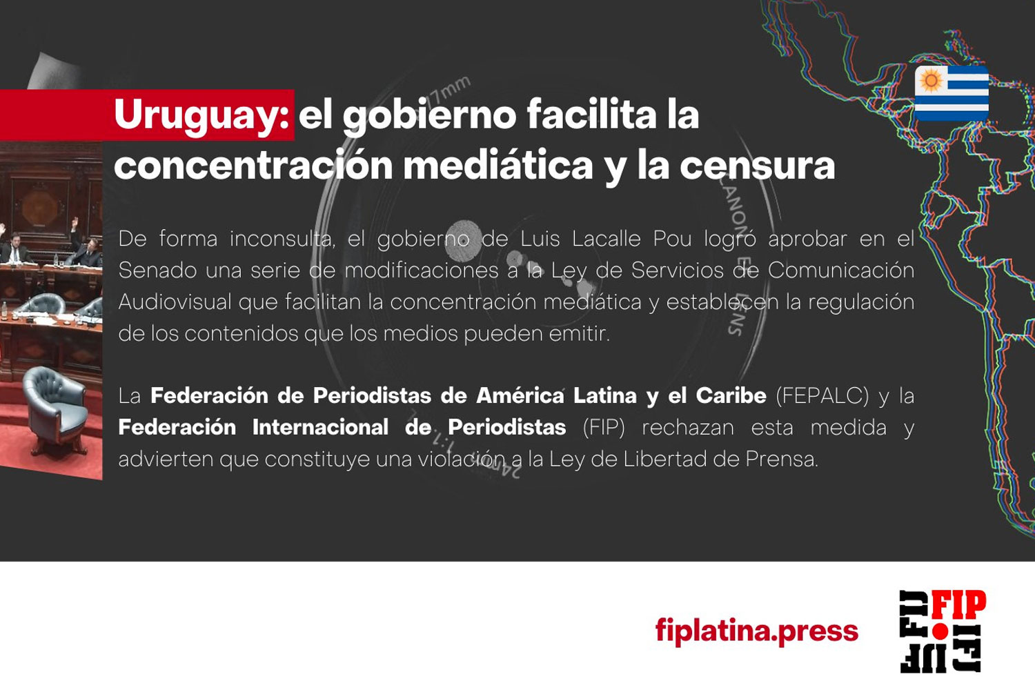 Foto:Asociaciones de periodistas repudian la nueva Ley de Medios en Uruguay/Cortesía