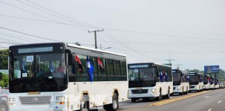 Foto: Buses chinos pasan por la ciudad de León / TN8