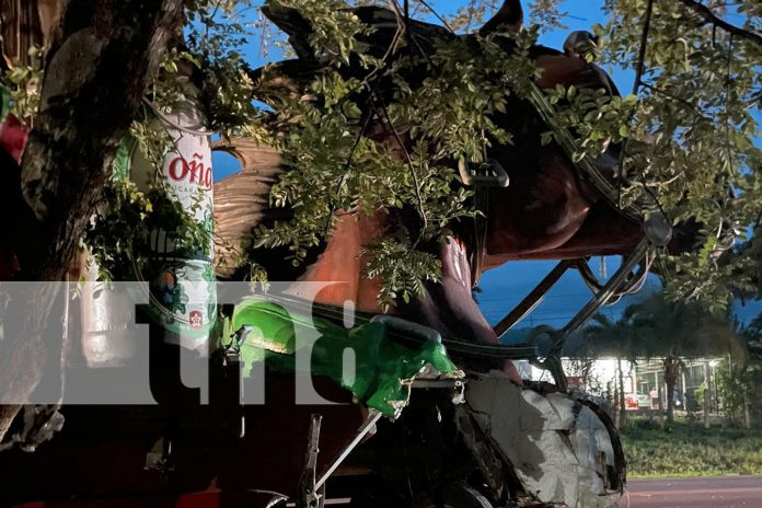 Foto: Incidente en carretera Juigalpa hacia El Rama: Carroza de la Toña impacta contra un árbol/TN8