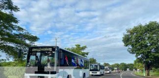 Foto: Militancia celebra llegada de buses chinos en Chinandega/ TN8