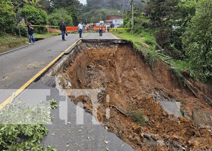 Foto: Colapso de un tramo carretero en trayecto Jinotega-Matagalpa / TN8