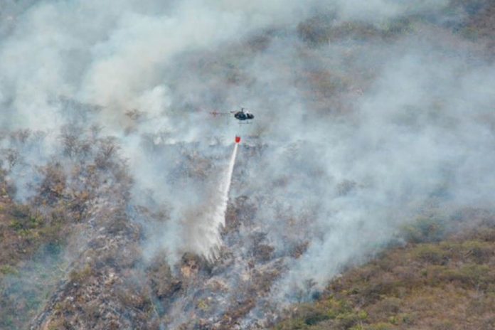 Foto: Miembros de las Fuerzas Armadas de Ecuador apoyan hoy al Cuerpo de Bomberos/Cortesía