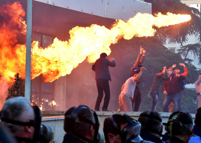 Foto: Violentas protestas en Albania /cortesía 