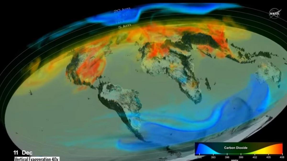 Foto: NASA lanza un modelo avanzado que muestra la emisión de dióxido de carbono en la atmósfera terrestre/ Créditos