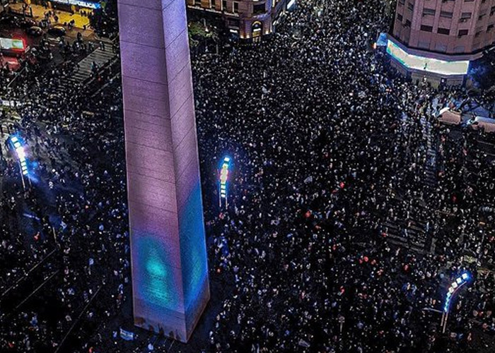 Foto: Celebración en el Obelisco de Buenos Aires por la Copa América