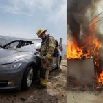 Foto: Tesla conectado ilegalmente provoca incendio en Tijuana/ Créditos