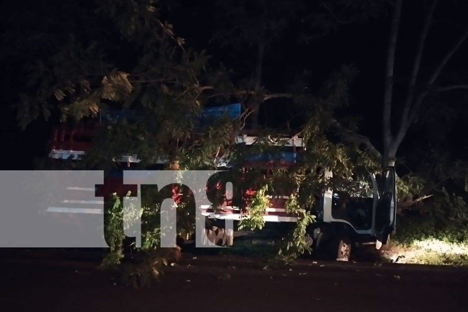 Foto: Conductor queda atrapado y lesionado tras perder el control de su camión en Tecolostote/TN8