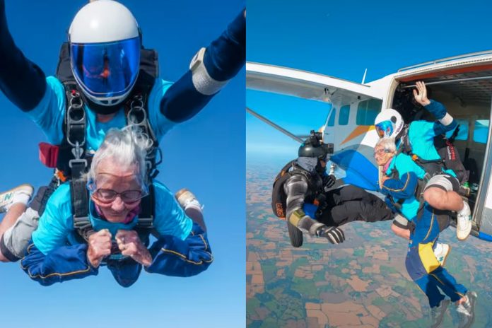 Foto: Abuela celebró su cumpleaños con salto en paracaídas /Cortesía