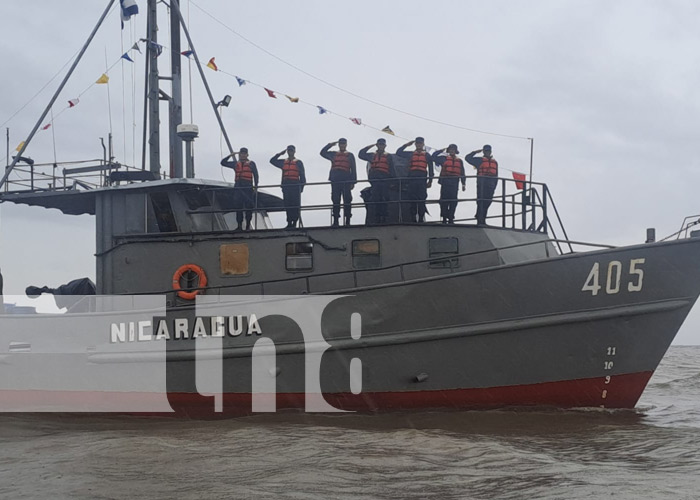 Foto: Homenaje a la Fuerza Naval del Ejército de Nicaragua desde Puerto El Bluff / TN8