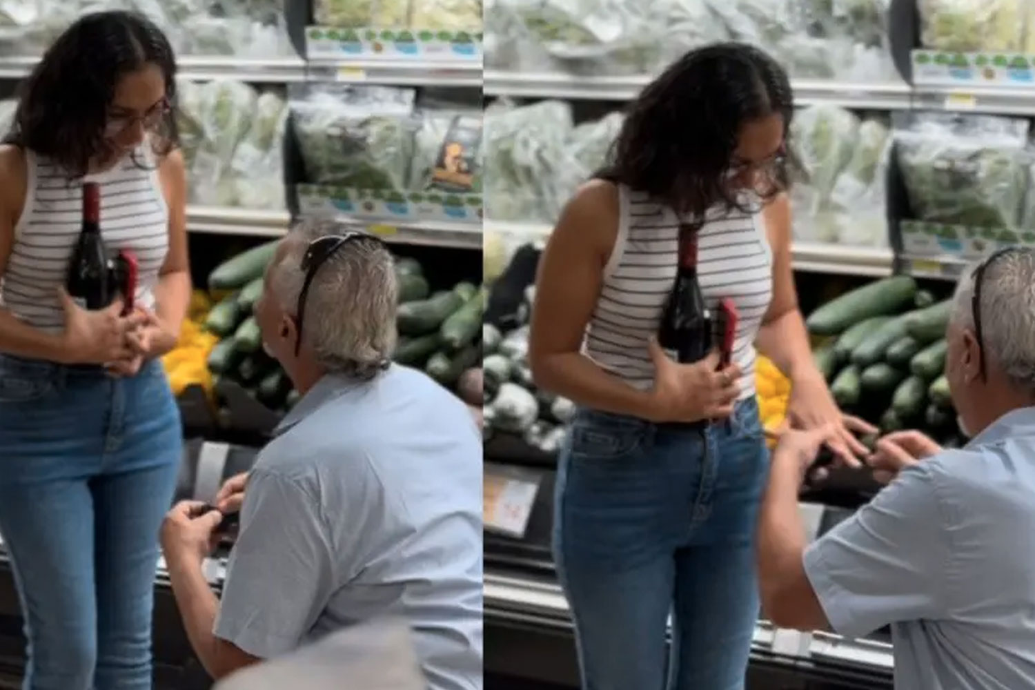 Foto: Extranjero le pide matrimonio a su novia en pleno supermercado /Cortesía