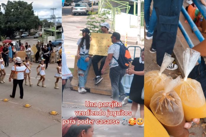 Foto: Pareja vende jugos en desfiles para financiar su boda /Cortesía