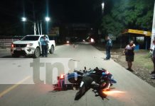 Foto: Accidente en la entrada a la calle del Amor, en la ciudad de Rivas/TN8