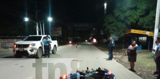 Foto: Accidente en la entrada a la calle del Amor, en la ciudad de Rivas/TN8