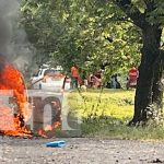 Foto: ¡De película! Conductor en Chinandega salva su vida tras incendio que arrasó su carro/TN8