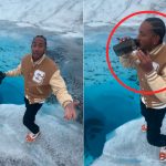 Foto: Ludacris generó preocupación al beber agua directamente de un glaciar/Cortesía